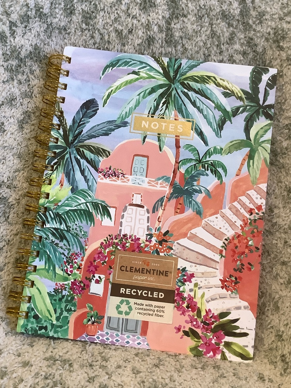 Clementine Tropical Carribean Floral Spiral Notebook Lined Journal NWT ~120pgs